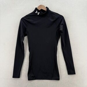 Under Armour Shirt Womens Small Black ColdGear Mock Neck Long Sleeve Compression